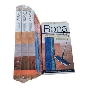Bona Microfiber Cleaning Pad qty. 4 NEW 18.31 in X 5.12 in Reusable Eco Friendly